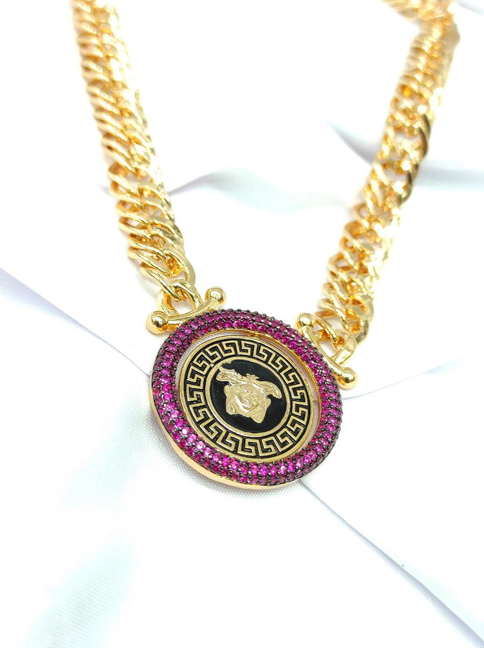 Medusa Crystal Cuban Chain Necklace NCK-019
