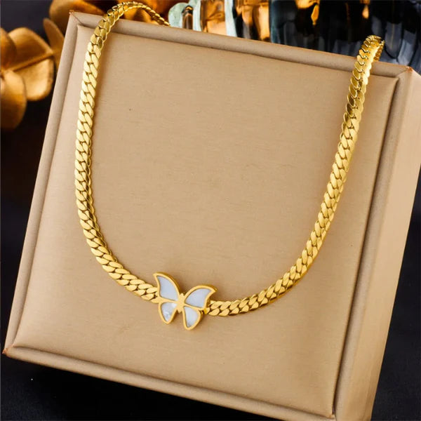 Butterfly Cuban Chain Necklace NCK-006