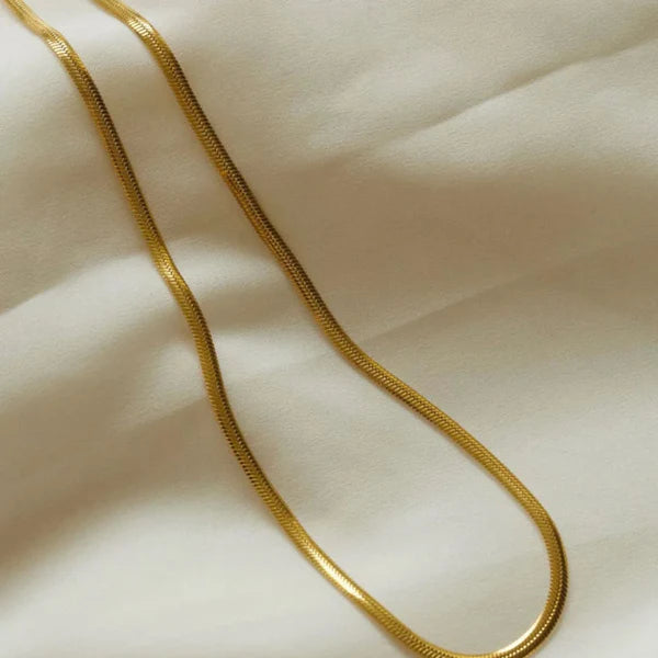 Gold Herringbone Chain Necklace NCK-014