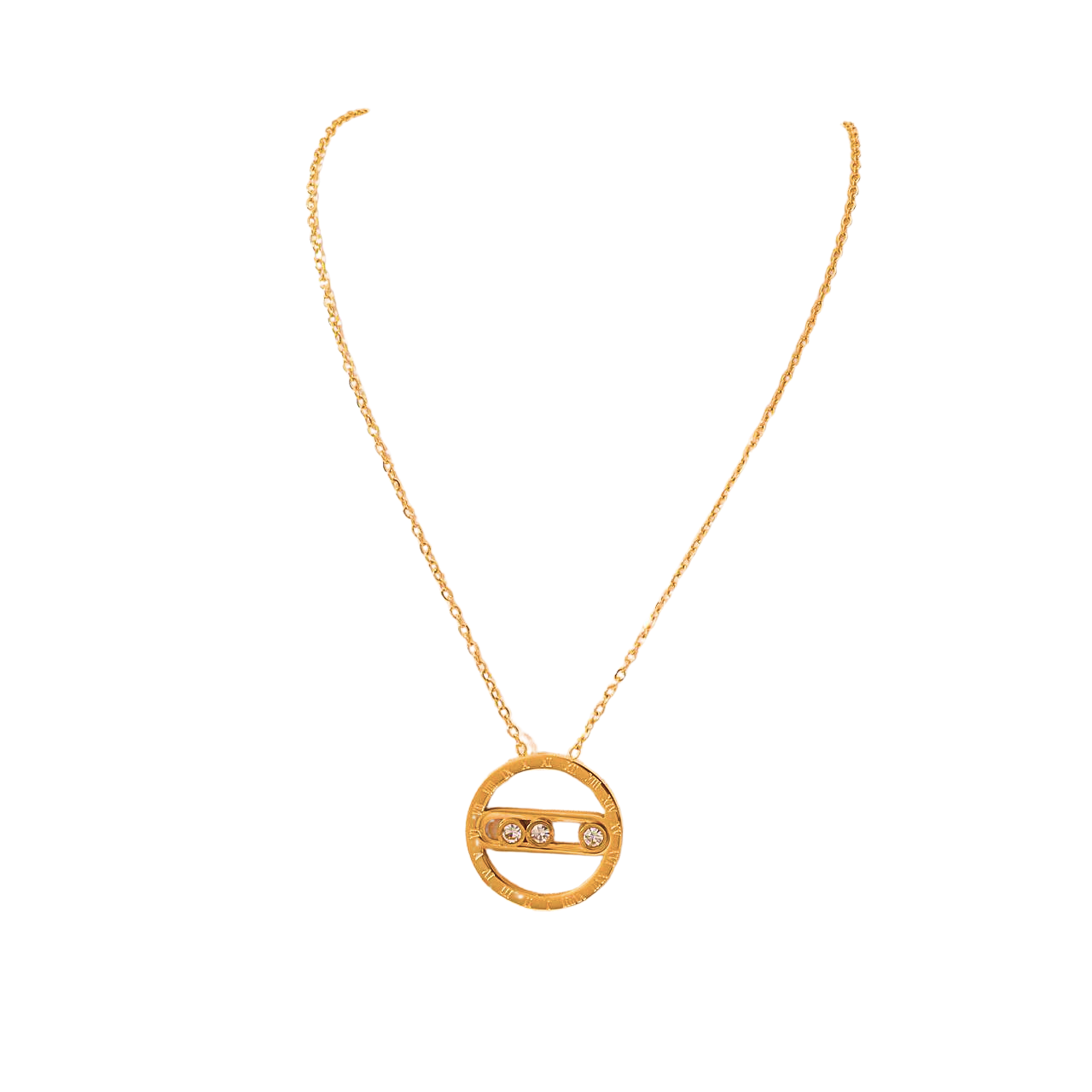 Crystal Circle Pendant Necklace NCK-008