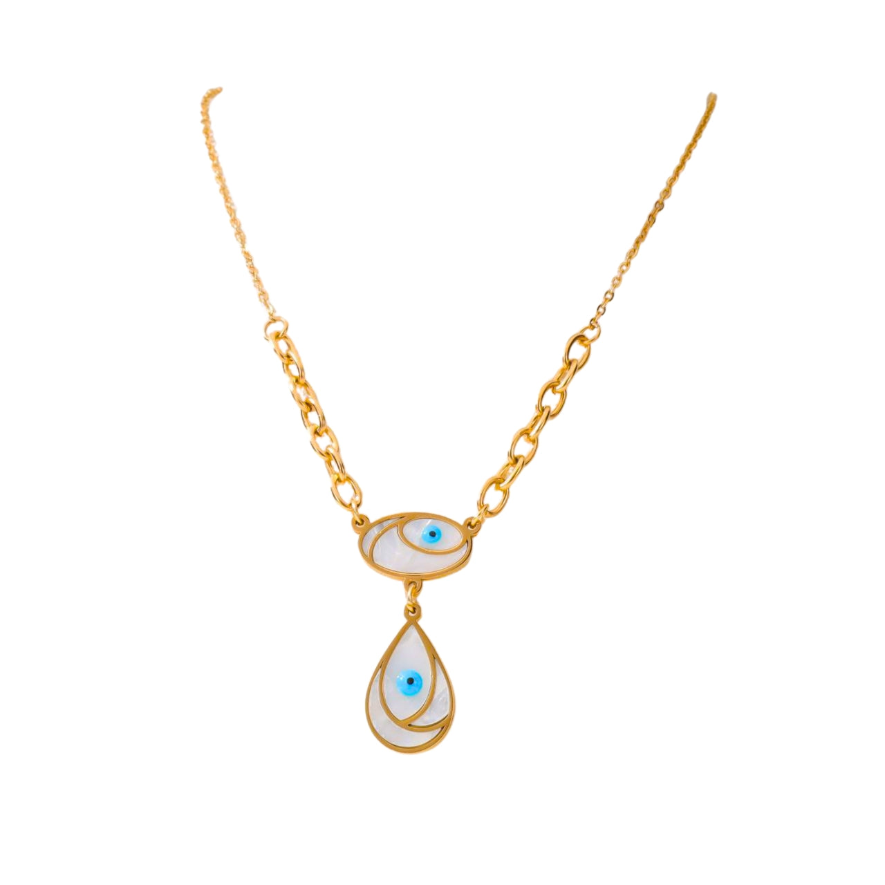 Turkish Evil Eye Gold Drop Necklace NCK-013