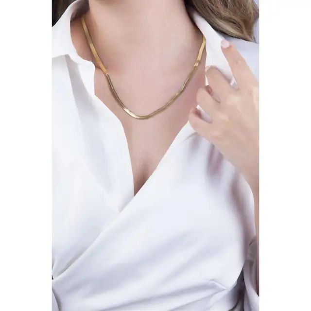 Gold Herringbone Chain Necklace NCK-014