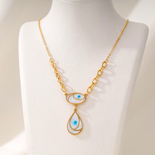 Turkish Evil Eye Gold Drop Necklace NCK-013