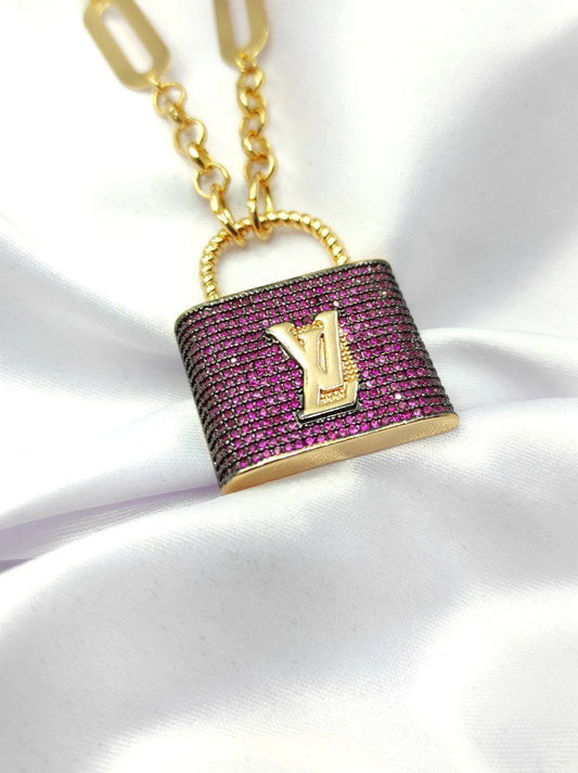 Purple Lock Chain Necklace NCK-018