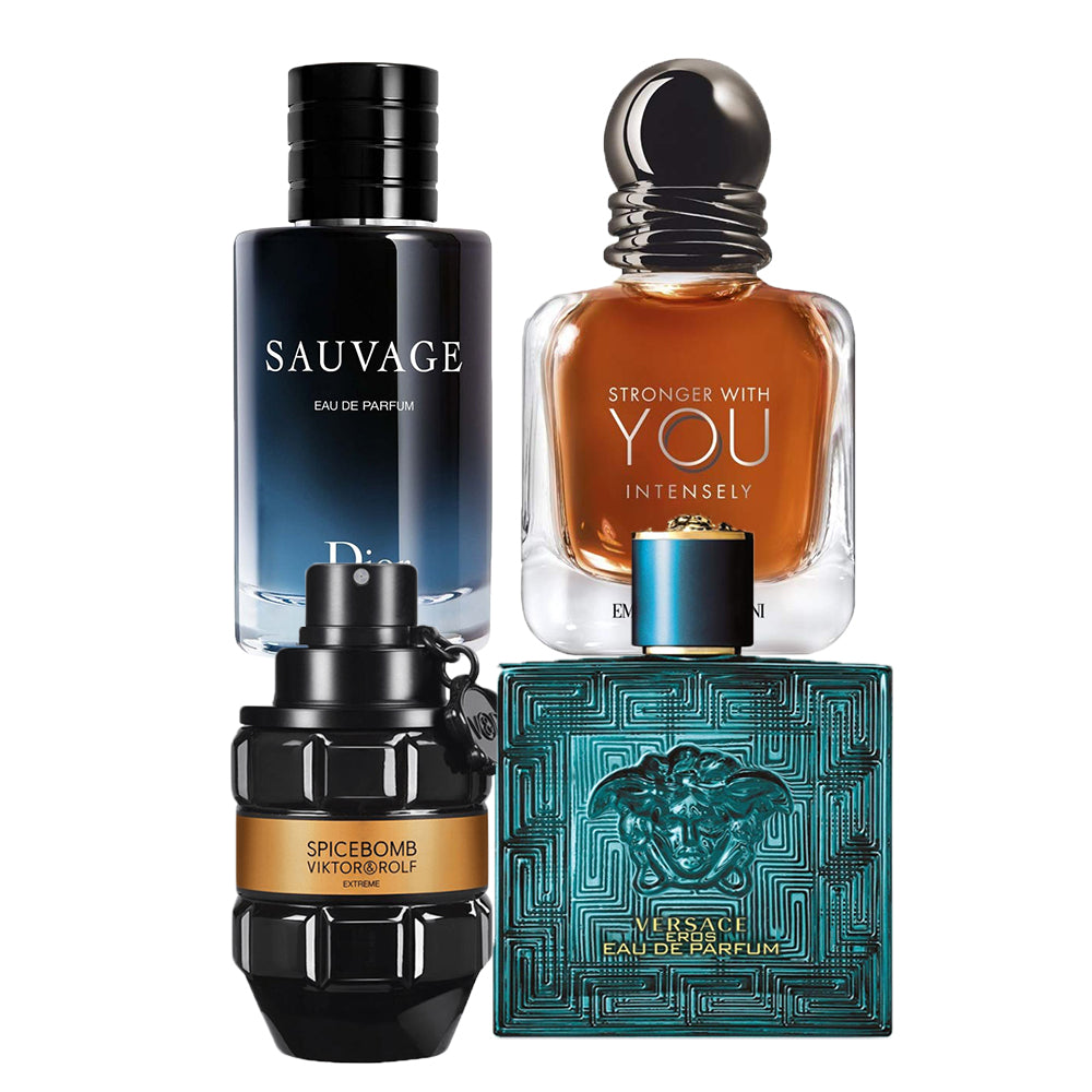 Sauvage+Versace eros+Stronger intesnely+Spice bomb Extreme