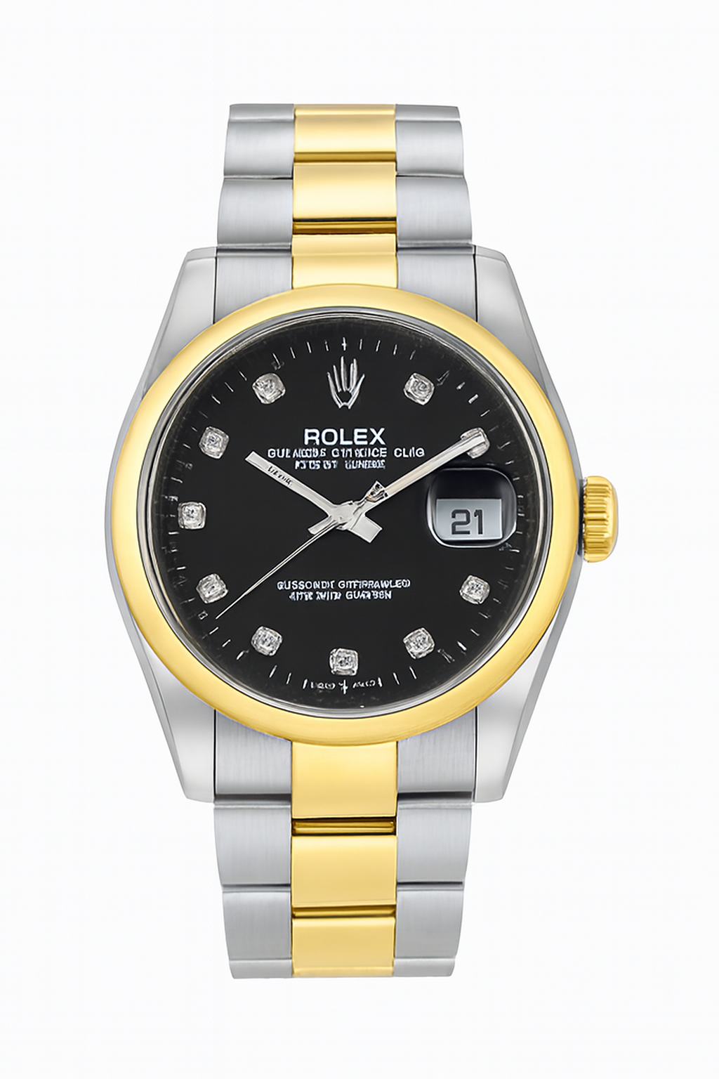 Rolex Datejust Black Dial Two-Tone Watch with Diamond Markers