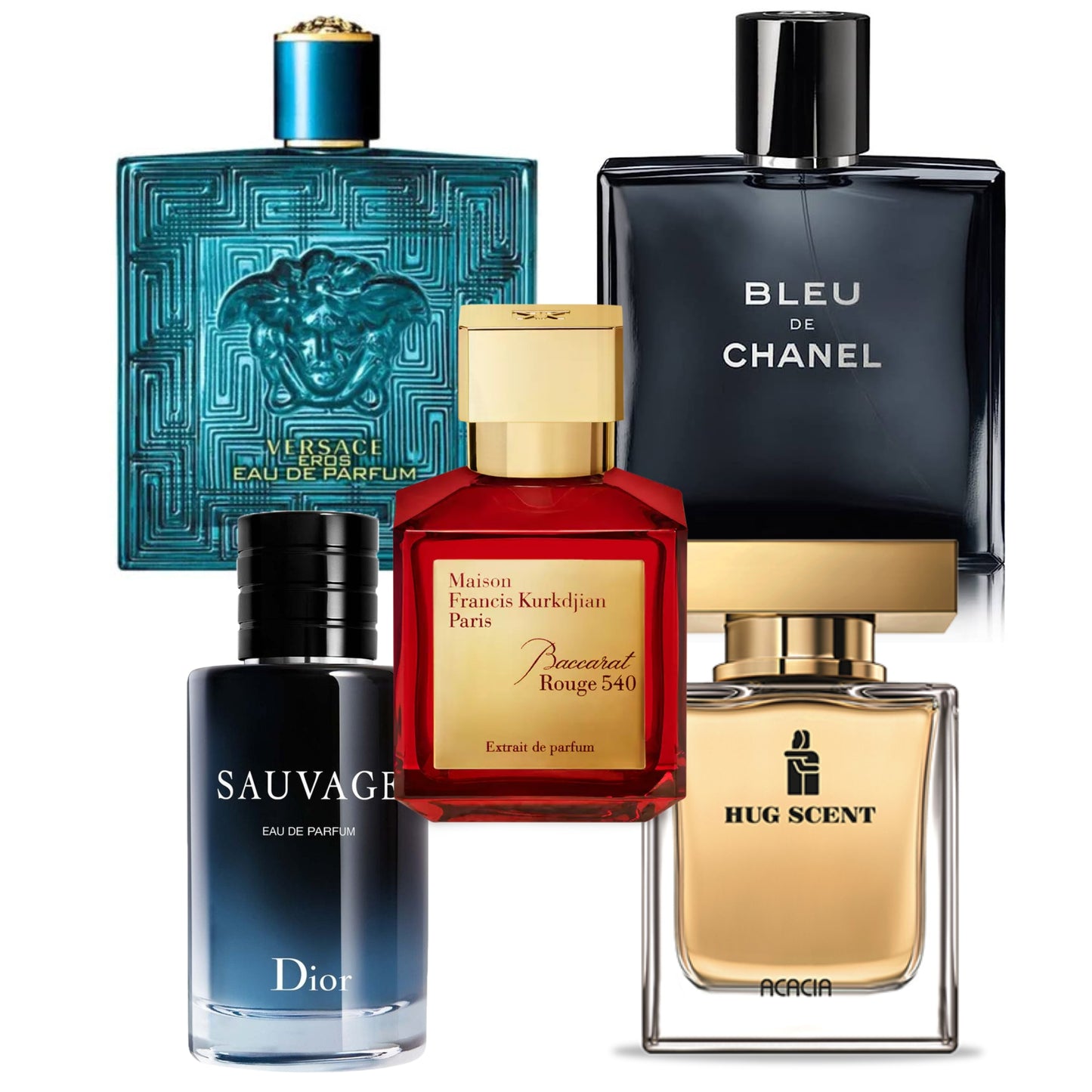 Versace eros+Bleu de channel+Sauvge+Baccrat rouge+Hug scent