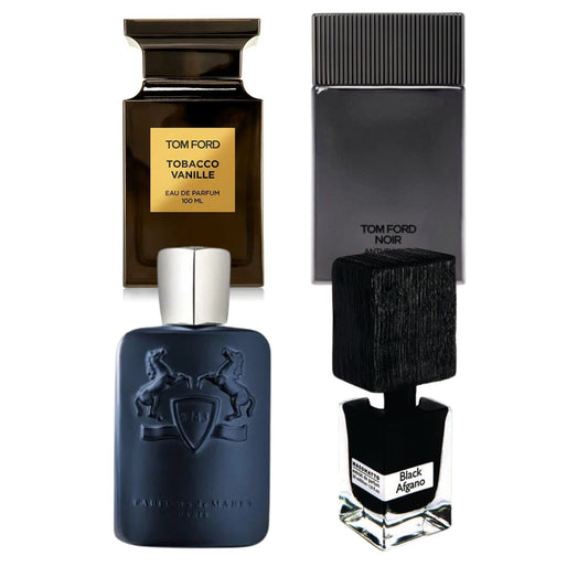 Tom Ford Tobbaco vanillia+Tom Ford Noir+De marly Layton+black afgano